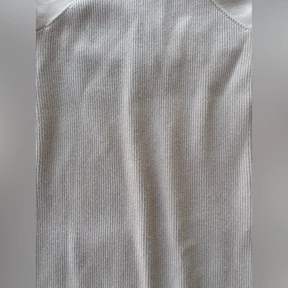 Wilfred Aritzia Ribbed Halter Midi Dress | Bodycon Slit Neutral - Picture 2 of 5